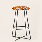 Midcentury Modern Confaab Abstract Pattern in Retro 70s Light Brown and Orange Stool Gallery Image 1