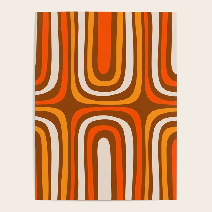 Midcentury Modern Confaab Abstract Pattern in Retro 70s Light Brown and Orange Poster Gallery Image 4