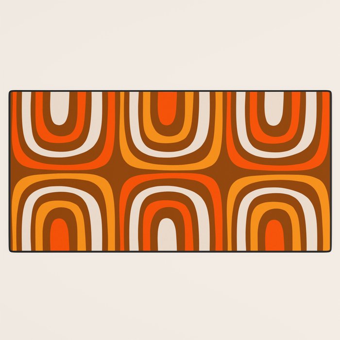 Midcentury Modern Confaab Abstract Pattern in Retro 70s Light Brown and Orange Desk Mat Gallery Image 3