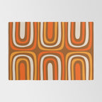 Midcentury Modern Confaab Abstract Pattern in Retro 70s Light Brown and Orange Rug Gallery Image 2