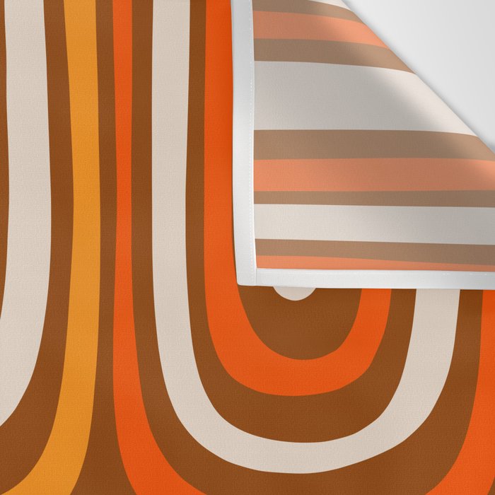 Midcentury Modern Confaab Abstract Pattern in Retro 70s Light Brown and Orange Wall Tapestry Gallery Image 3