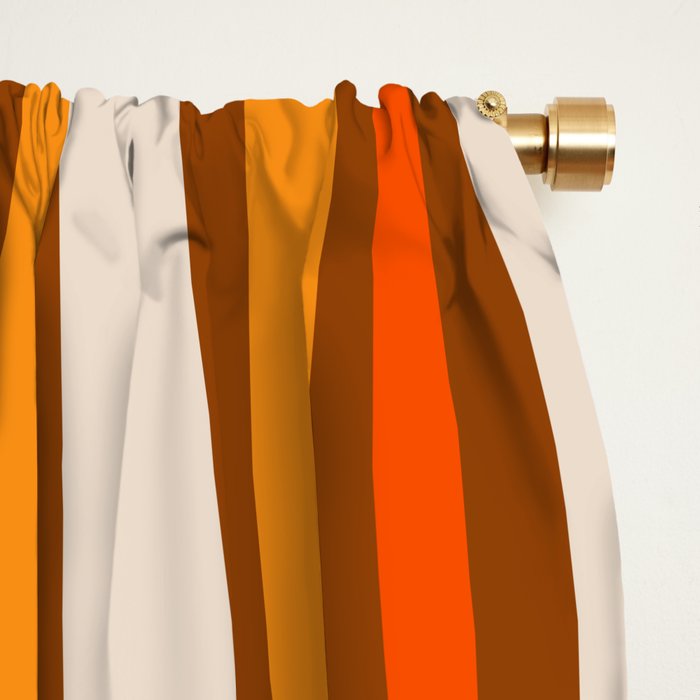 Midcentury Modern Confaab Abstract Pattern in Retro 70s Light Brown and Orange Window Curtain Gallery Image 2