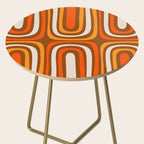 Midcentury Modern Confaab Abstract Pattern in Retro 70s Light Brown and Orange Side Table Gallery Image 2