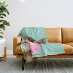 Bubble Gum Baby Cat in Green Throw Blanket Gallery Image 1