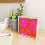 monstera pink orange minimal cut out summer Mini Art Print Gallery Image 2