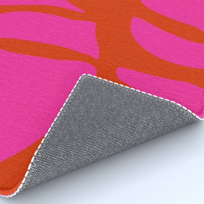 monstera pink orange minimal cut out summer Rug Gallery Image 4