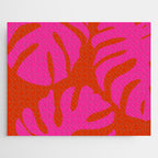 monstera pink orange minimal cut out summer Jigsaw Puzzle Gallery Image 1