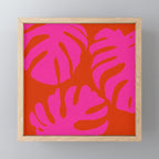 monstera pink orange minimal cut out summer Mini Art Print Gallery Image 1
