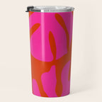 monstera pink orange minimal cut out summer Travel Mug Gallery Image 3