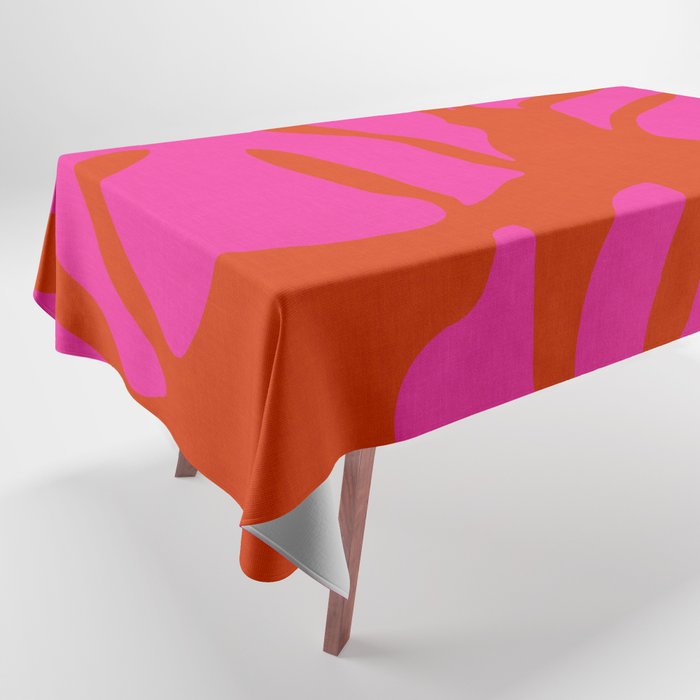monstera pink orange minimal cut out summer Tablecloth Gallery Image 1