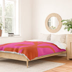 monstera pink orange minimal cut out summer Duvet Cover Gallery Image 2