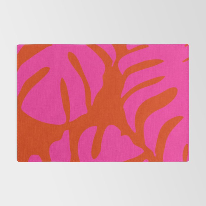 monstera pink orange minimal cut out summer Rug Gallery Image 2