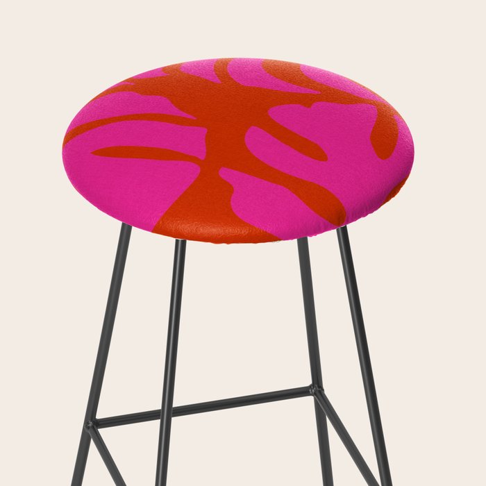 monstera pink orange minimal cut out summer Stool Gallery Image 2