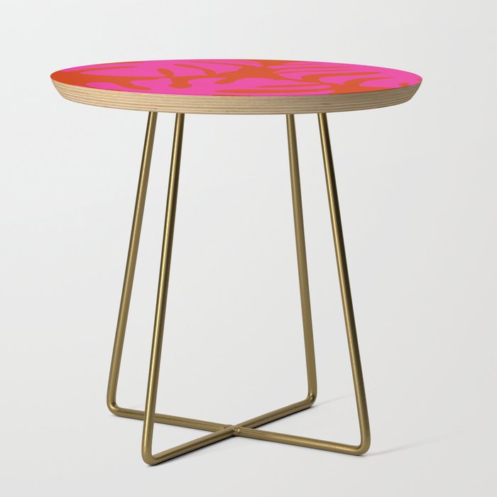 monstera pink orange minimal cut out summer Side Table Gallery Image 1