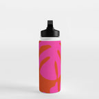 monstera pink orange minimal cut out summer Water Bottle Gallery Image 3