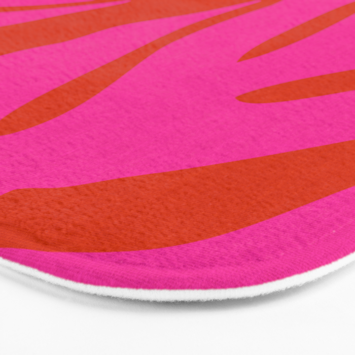 monstera pink orange minimal cut out summer Bath Mat Gallery Image 3