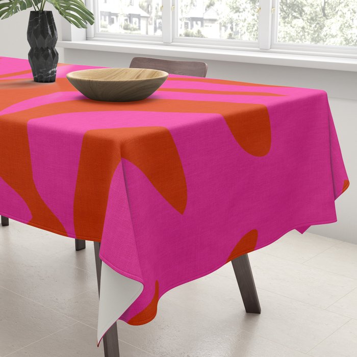 monstera pink orange minimal cut out summer Tablecloth Gallery Image 3