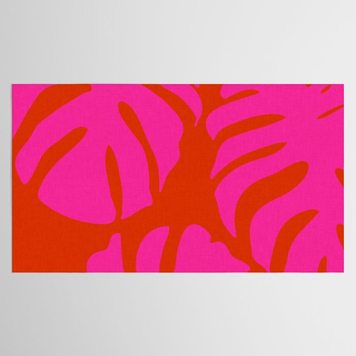 monstera pink orange minimal cut out summer Tablecloth Gallery Image 2