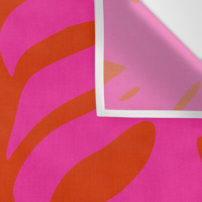 monstera pink orange minimal cut out summer Wall Tapestry Gallery Image 3