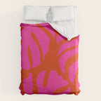 monstera pink orange minimal cut out summer Duvet Cover Gallery Image 6