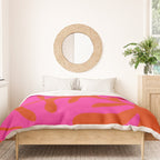monstera pink orange minimal cut out summer Duvet Cover Gallery Image 3