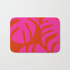 monstera pink orange minimal cut out summer Bath Mat Gallery Image 1