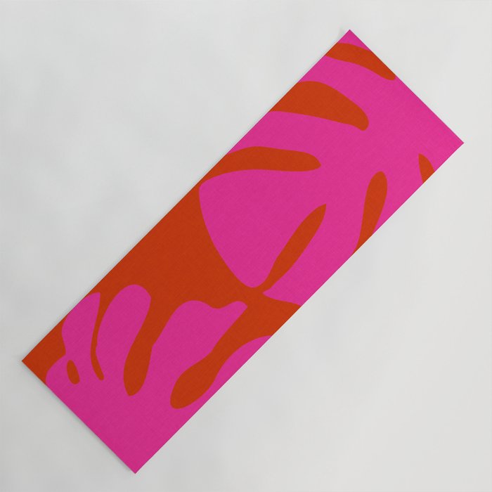 monstera pink orange minimal cut out summer Yoga Mat Gallery Image 1