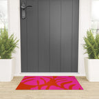 monstera pink orange minimal cut out summer Welcome Mat Gallery Image 3