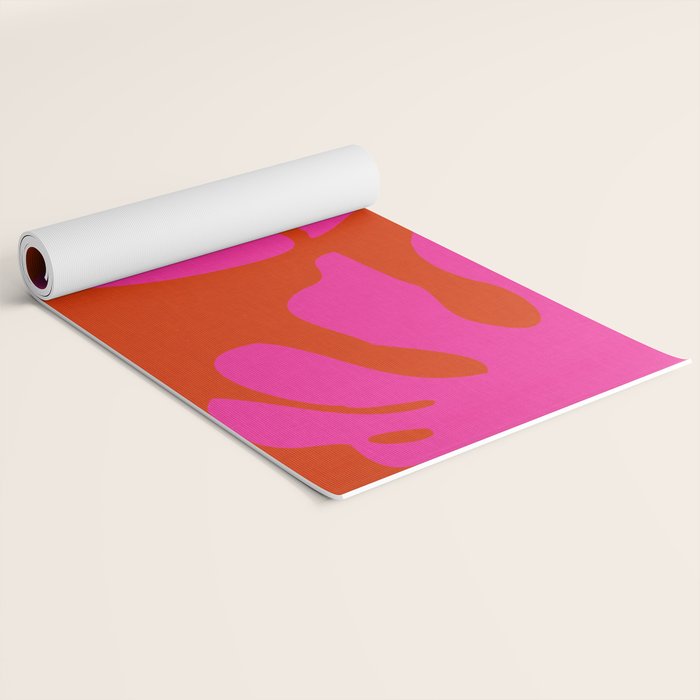 monstera pink orange minimal cut out summer Yoga Mat Gallery Image 2