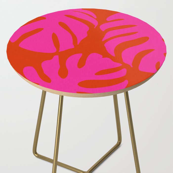 monstera pink orange minimal cut out summer Side Table Gallery Image 2