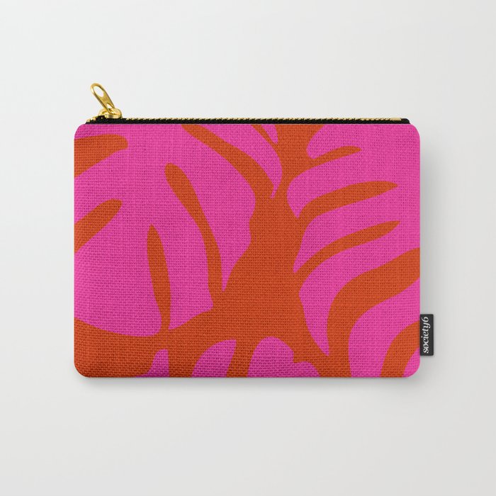 monstera pink orange minimal cut out summer Carry All Pouch Gallery Image 1