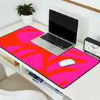 monstera pink orange minimal cut out summer Desk Mat Gallery Image 2