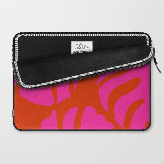 monstera pink orange minimal cut out summer Laptop Sleeve Gallery Image 2