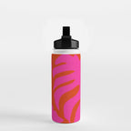monstera pink orange minimal cut out summer Water Bottle Gallery Image 2
