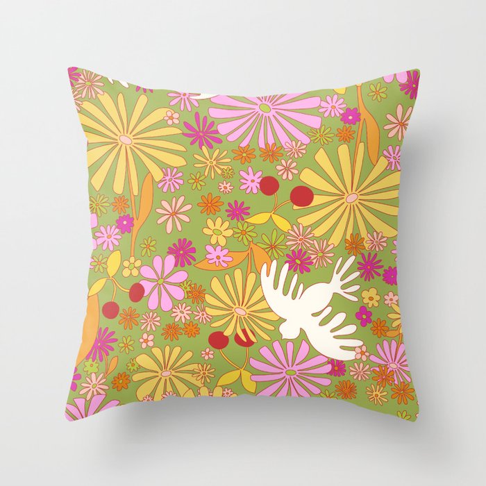 Birds & Flowers Throw Pillow Gallery Image 6