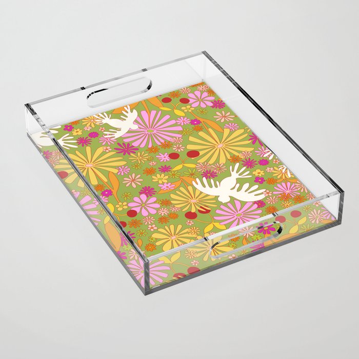 Birds & Flowers Acrylic Tray Gallery Image 1