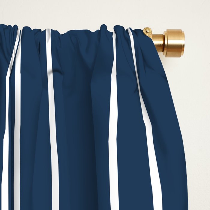 Mid Century Modern Geometric 133 in Navy Blue and vintage orange (Sun and Rainbow Abstract) Window Curtain Gallery Image 2