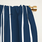 Mid Century Modern Geometric 133 in Navy Blue and vintage orange (Sun and Rainbow Abstract) Window Curtain Gallery Image 2