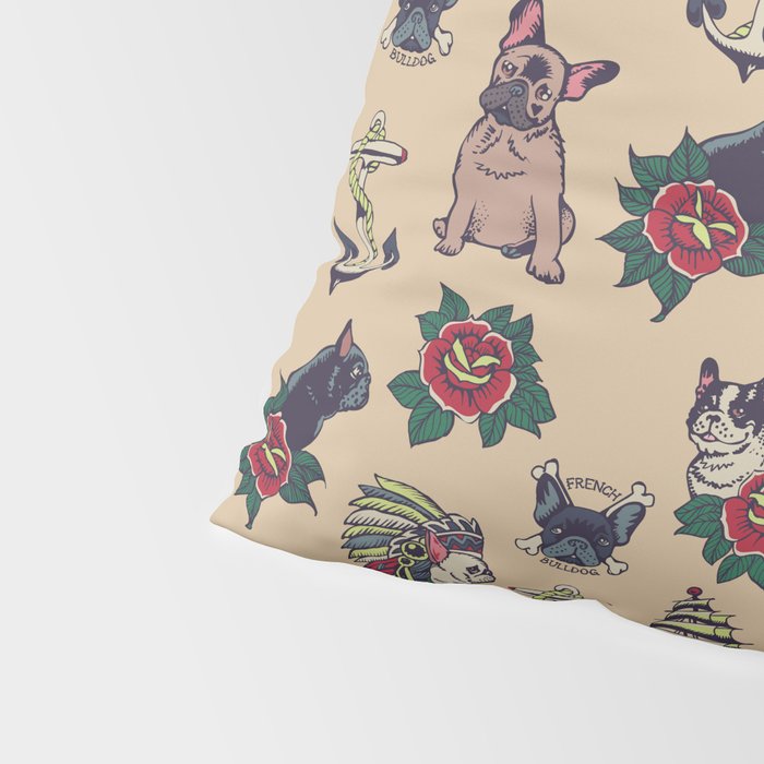 French  Bulldog Tattoo Pillow Sham Gallery Image 4