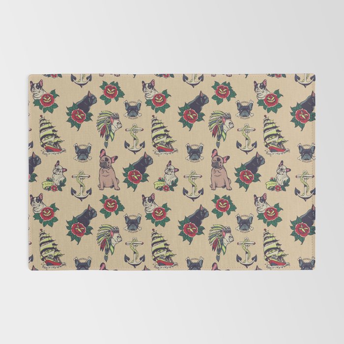 French  Bulldog Tattoo Rug Gallery Image 2