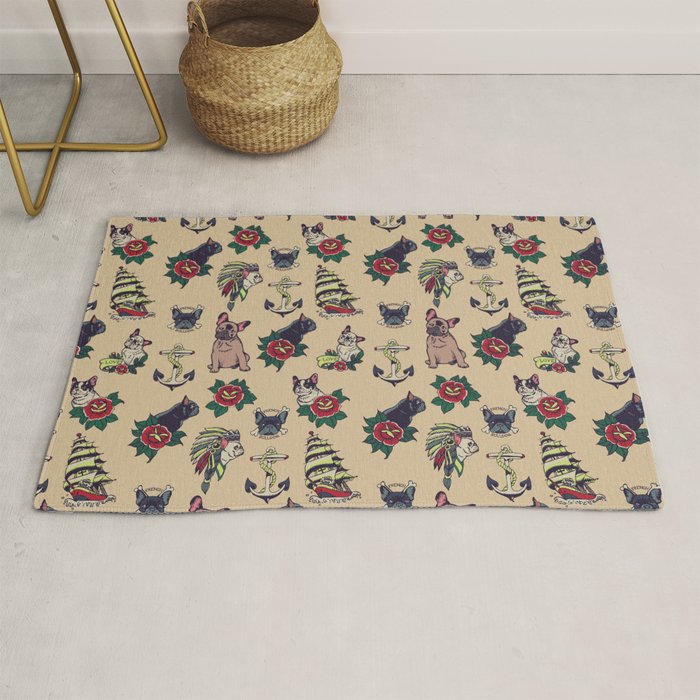 French  Bulldog Tattoo Rug Gallery Image 1
