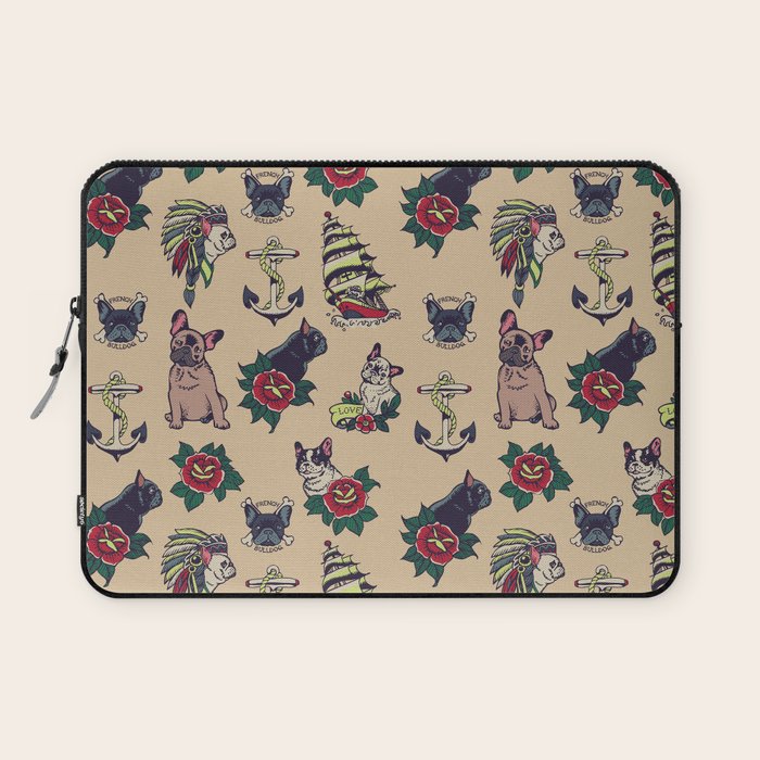 French  Bulldog Tattoo Laptop Sleeve Gallery Image 1