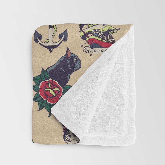 French  Bulldog Tattoo Throw Blanket Gallery Image 3