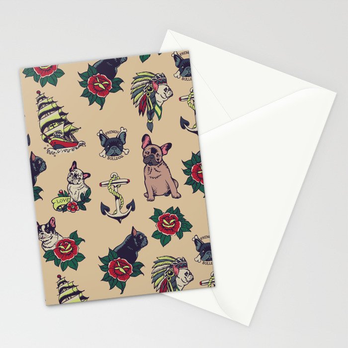 French  Bulldog Tattoo Stationery Card Gallery Image 2