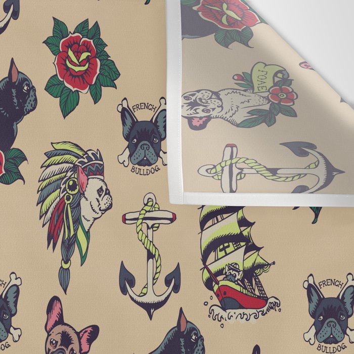 French  Bulldog Tattoo Wall Tapestry Gallery Image 3