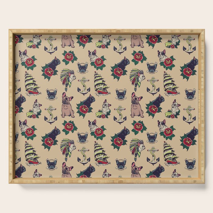 French  Bulldog Tattoo Serving Tray Gallery Image 1