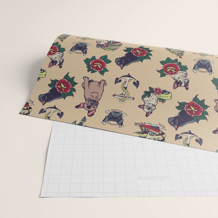 French  Bulldog Tattoo Wrapping Paper Gallery Image 2