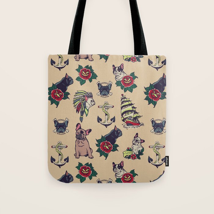 French  Bulldog Tattoo Tote Bag Gallery Image 1