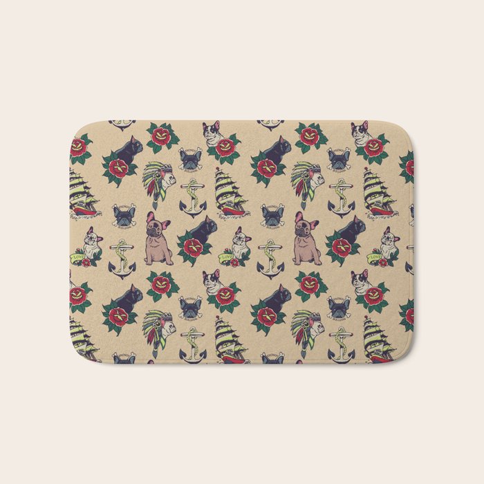 French  Bulldog Tattoo Bath Mat Gallery Image 1