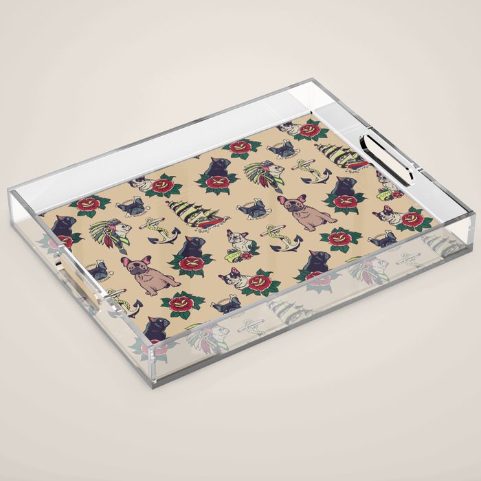 French  Bulldog Tattoo Acrylic Tray Gallery Image 1